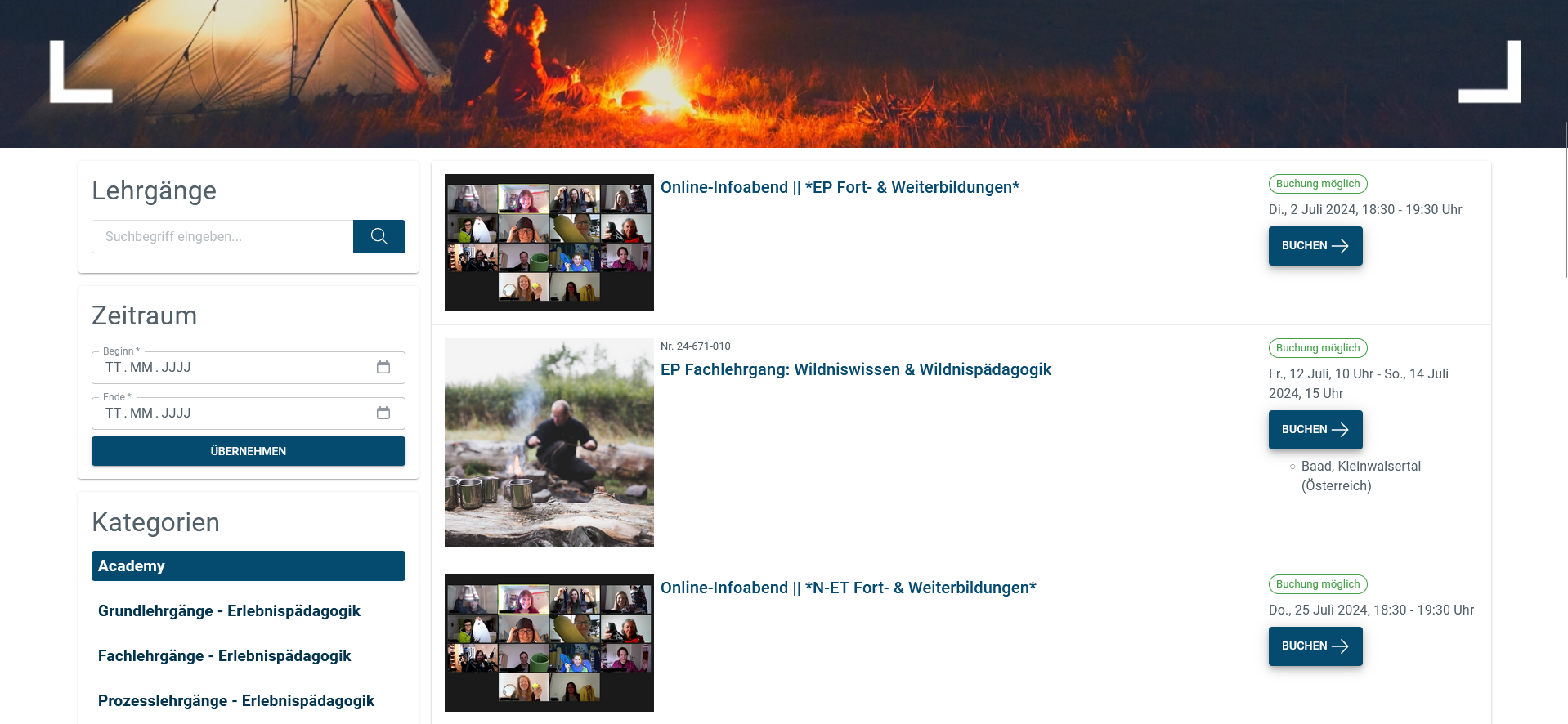 Buchungsportal OUTWARD BOUND GERMANY In LANcloud