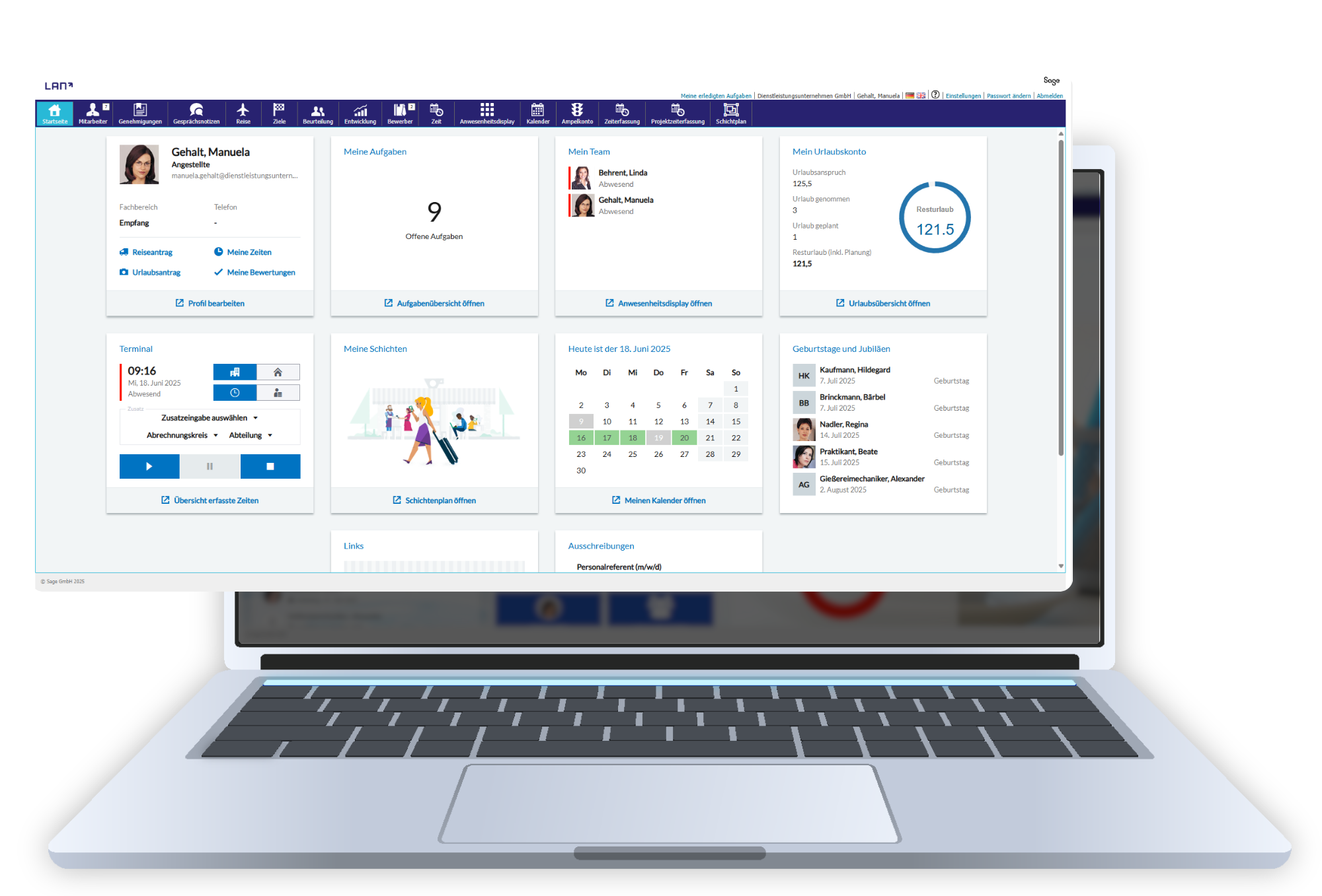 Mitarbeiterportal Sage HR Suite Zur Zeiterfassung, Urlaubsplanung Und Mehr