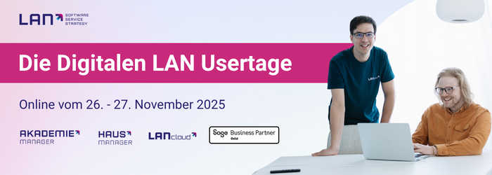 Die Digitalen LAN Usertage finden vom 26.11 bis 27.11.2025 online statt. Auf den Banner oder Button klicken, um sich anzumelden. 
