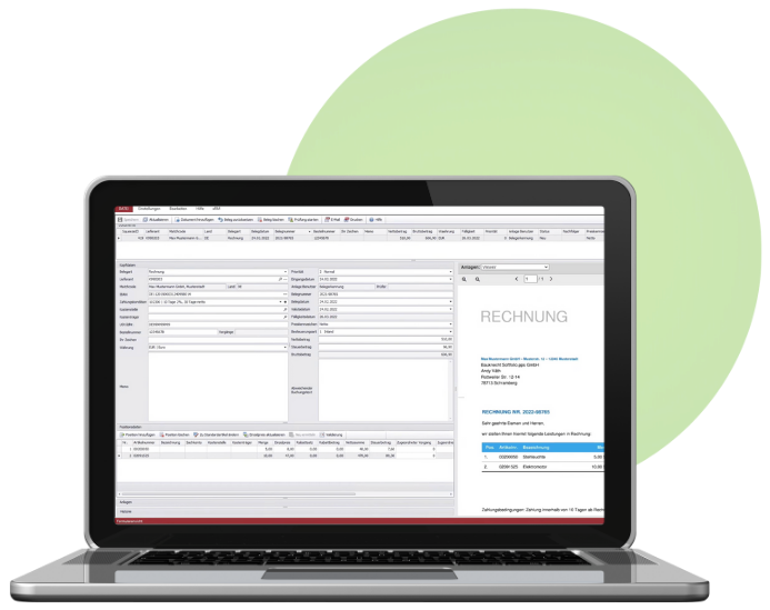 Sage 100 Softwareoberfläche auf Laptop