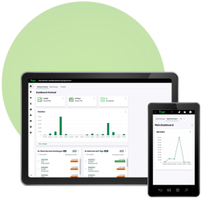 Sage Operations Softwareoberfläche auf Tablet und Smartphone